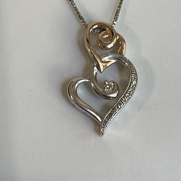 JARED Jewelry - Jared 925 Diamond Love's Embrace Double Open Hearts Necklace